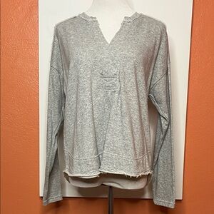 Casual Heather Gray Long Sleeve Women's Top